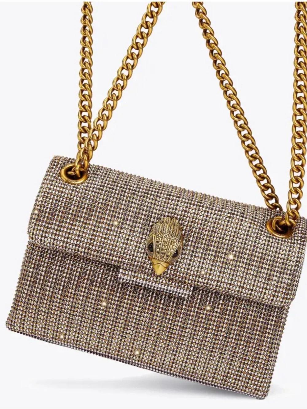 Gold Kurt Geiger Crystal-Embellished Chain Shoulder Bag, NWT